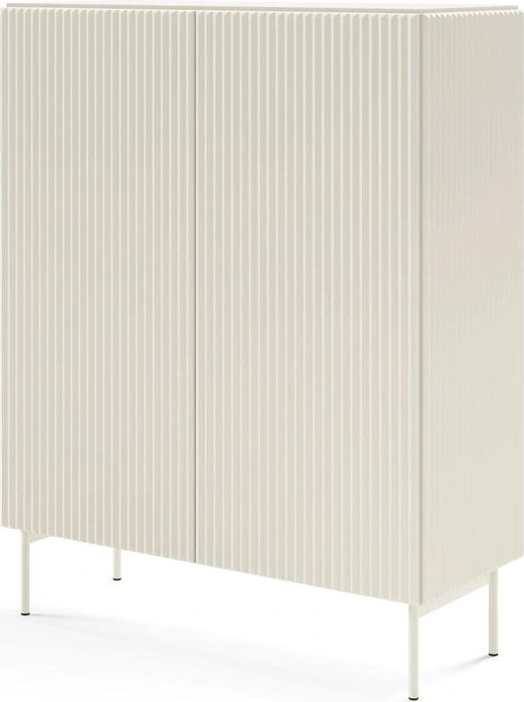 Highboard MUTI 99 cm kaschmir riffeloptik soft-close kommode beige
