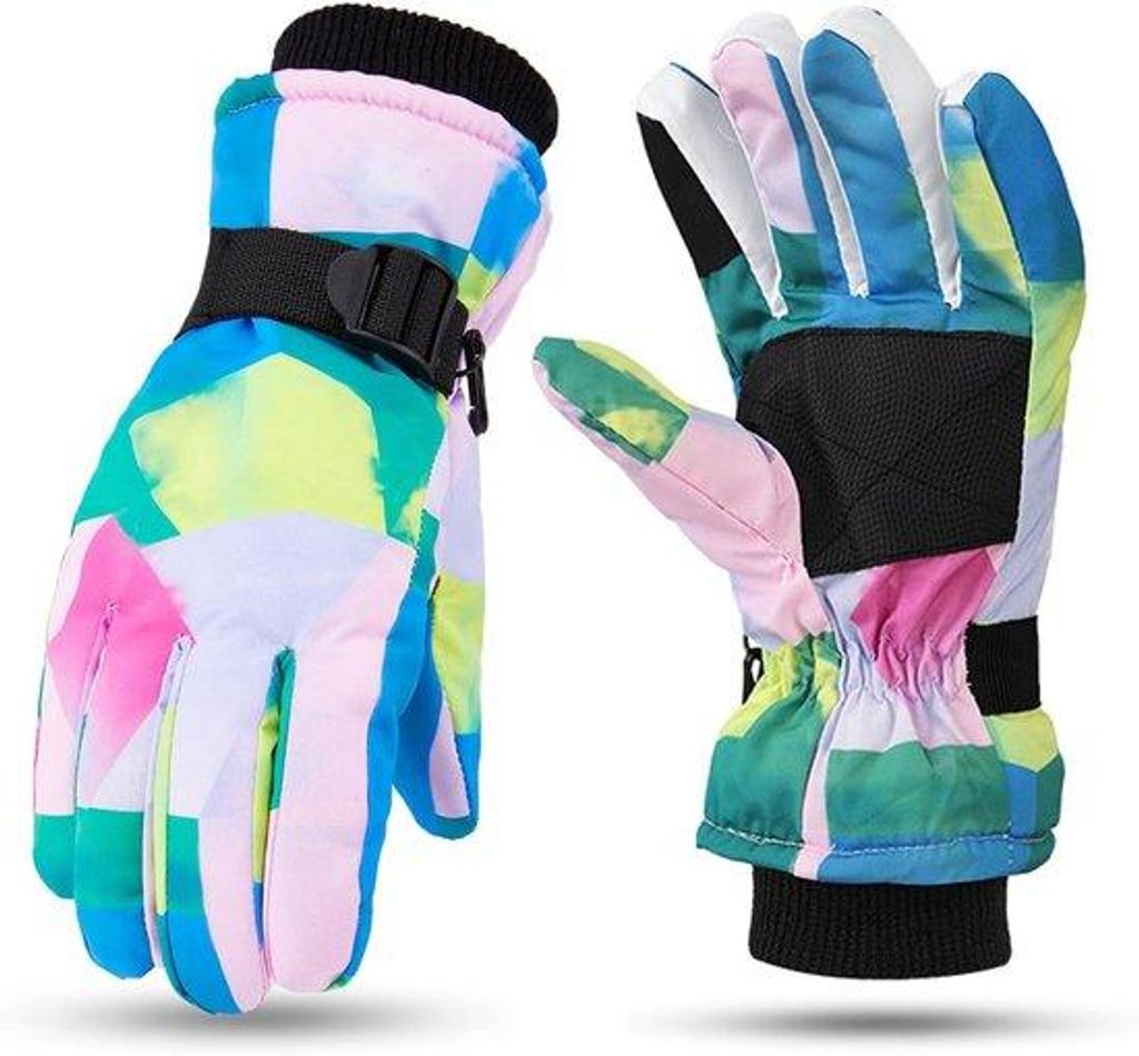 Kinder-Skihandschuhe, warme Winterhandschuhe, Winddichte Skihandschuhe, mit atmungsaktiven Material, verstellbare Manschetten, für Fahrradfahren, ...