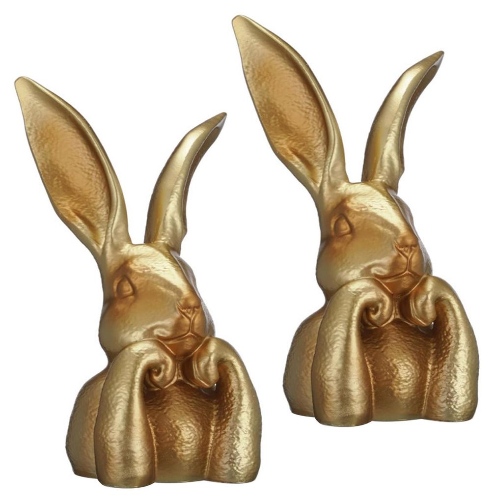 Osterhasenfigur, Vintage, Goldfarben, Hasenstatue aus Kunstharz, Frühlings-Tischdekoration für Zuhause