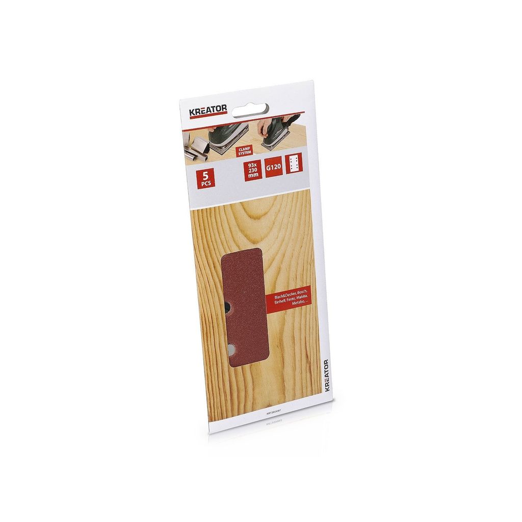 Satz aus 5 perforierten Schleifblättern (parallel) – Körnung 120 – 93 x 230 mm – Kreator