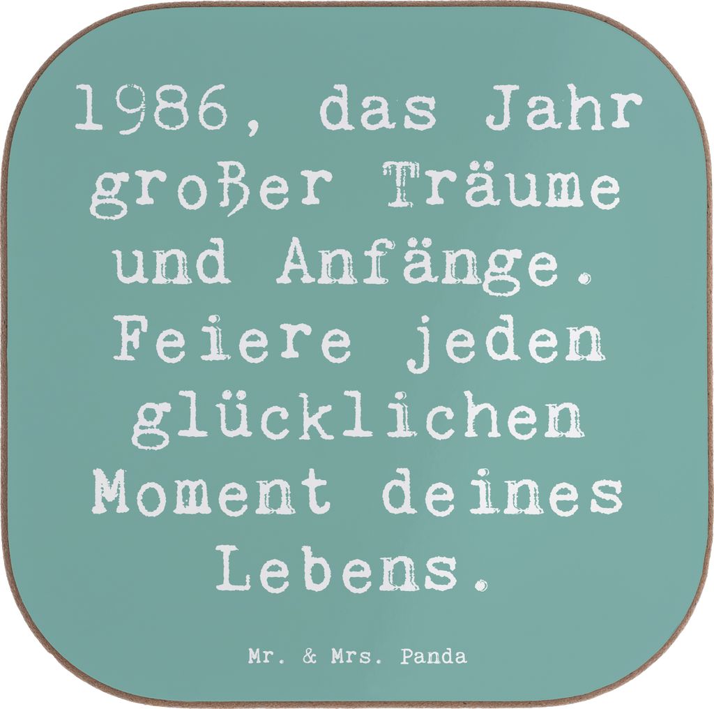 Mr. & Mrs. Panda Tischuntersetzer Spruch 1986 Geburtstag - Meeresbrise - Geschenk, Coaster, Untersetzer Gläser, glückliche Momente, Happy Birthda...