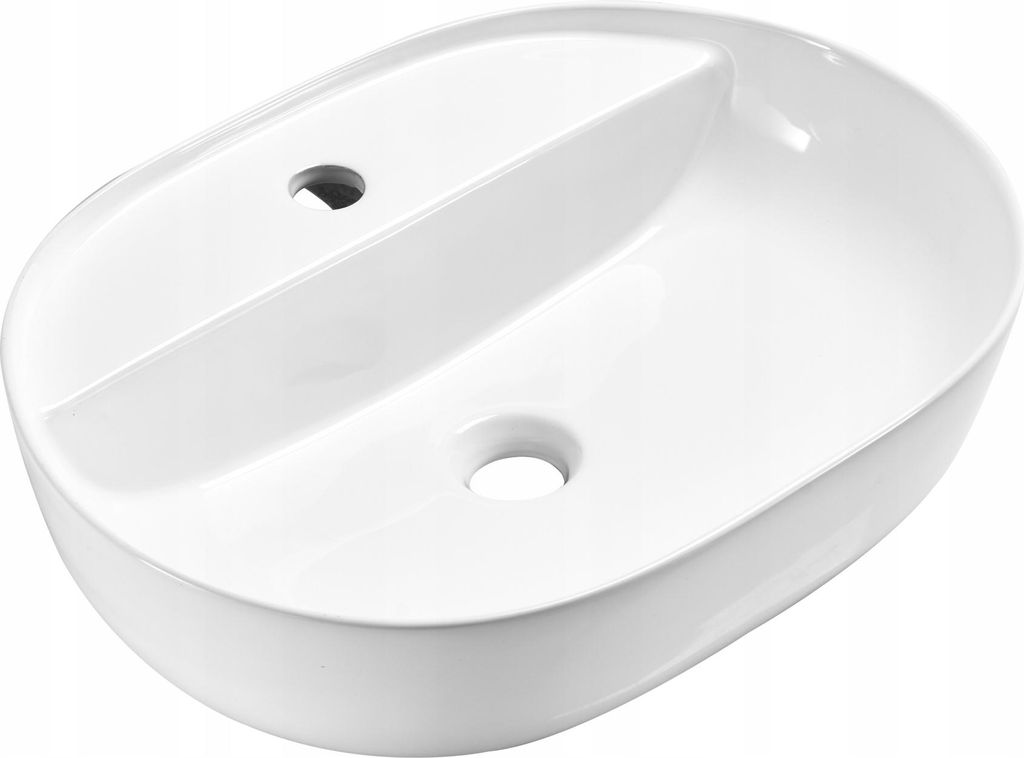 Aufsatzwaschbecken 50x40x13 weiß oval abgerundet Keramik Omeble
