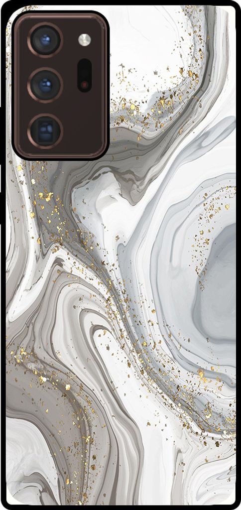 Smartphonica Handytasche Geeignet für Samsung Galaxy Note 20 Ultra mit Marmordruck - TPU Rückseite Abdeckung Fall Marmor Design - Silber