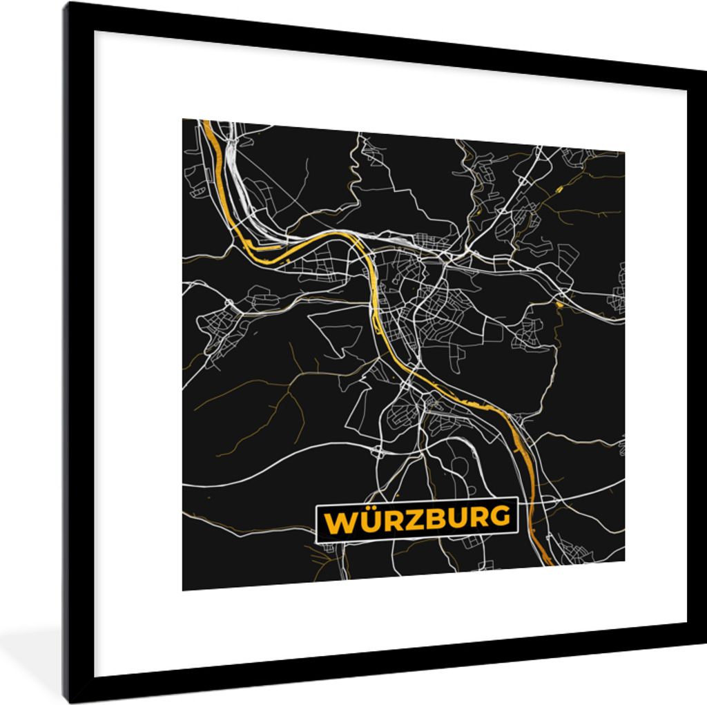 MuchoWow® Gerahmtes Poster Stadtplan - Deutschland - Gold - Produktbild 