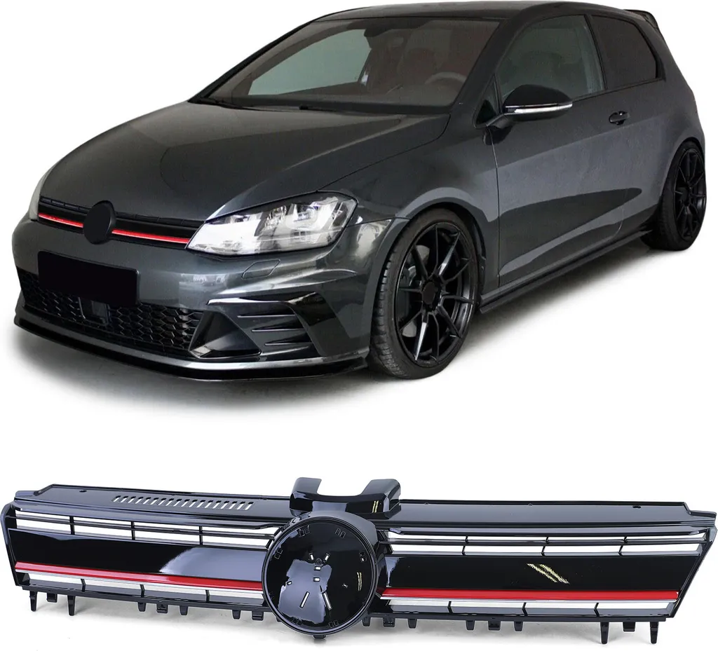 Grille Sport de Remplacement pour VW Golf 7 Style Noir et Rouge Sport