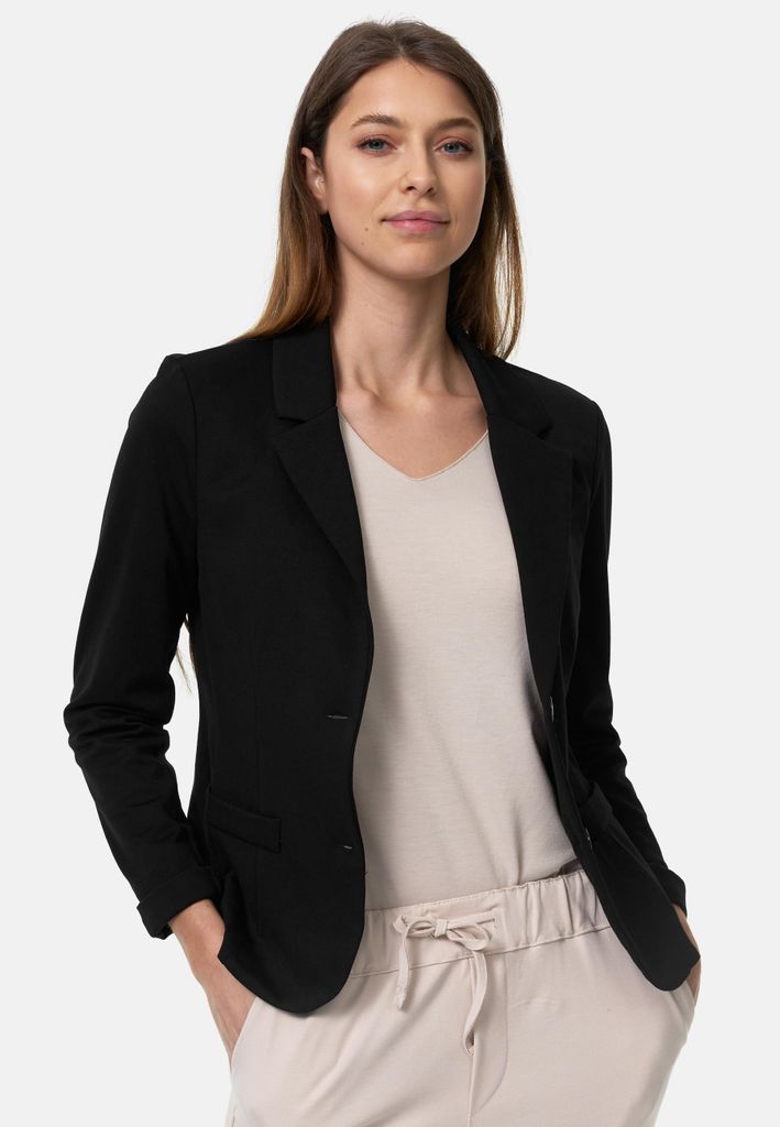 Rayshyne Damen Kurzblazer Sportliches Sakko Business Blazer mit Reverskragen Schwarz in Einheitsgröße Gr. L - 40 PM11