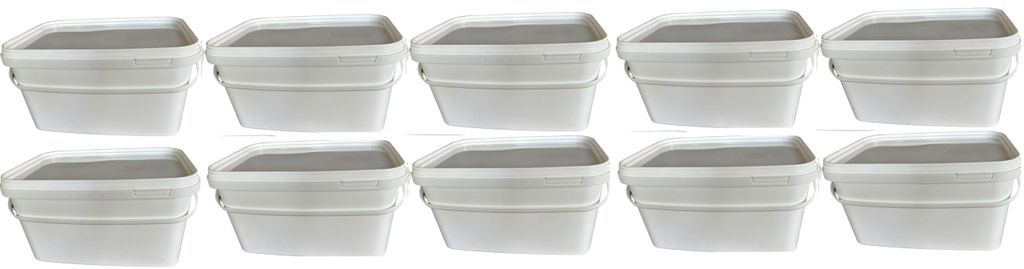 SILPLAST Eimer rechteckig mit Deckel 5L x 10 Kunststoffeimer 5 Liter lebensmittelecht stapelbar Plastikeimer leer Weiß