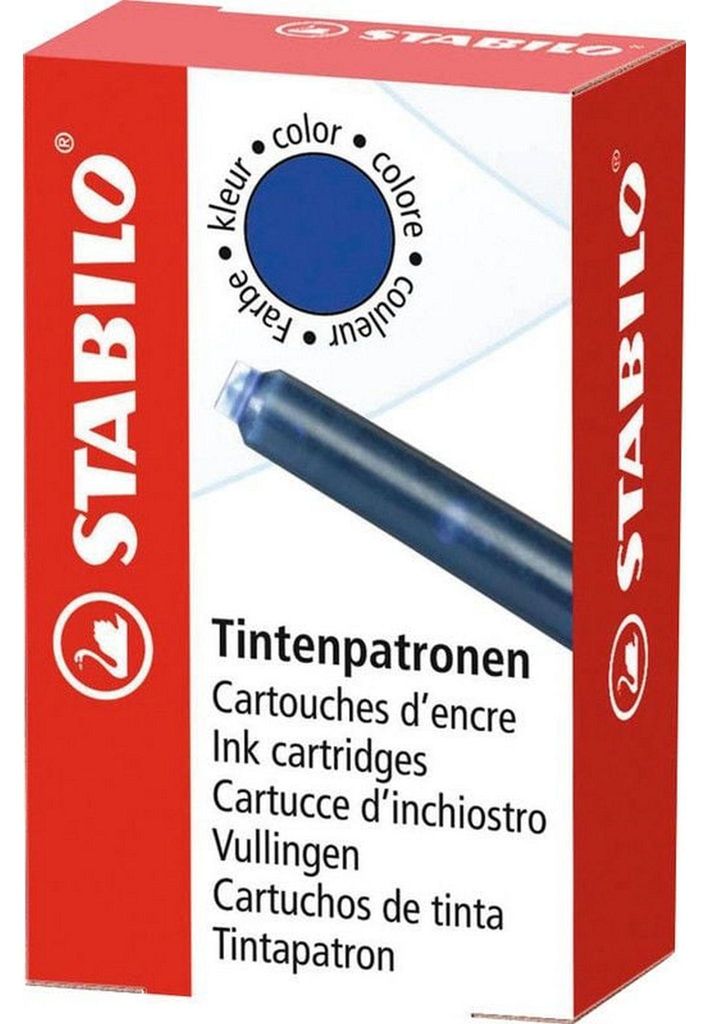 STABILO 5/0-041, Modrá, Modrá, Plnicí pero, 6 kusů, 27 mm, Obrázek produktu 