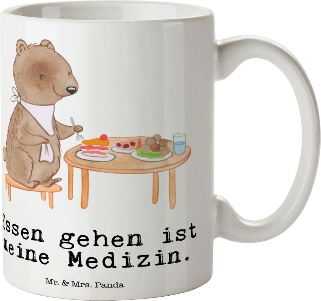 Mr. & Mrs. Panda Kaffeebecher Bär Essen gehen - Weiß - Geschenk, Sportart, kaffeetasse bedruckt, Teetasse, Restaurant, Restaurantbesuch, Tasse, m...