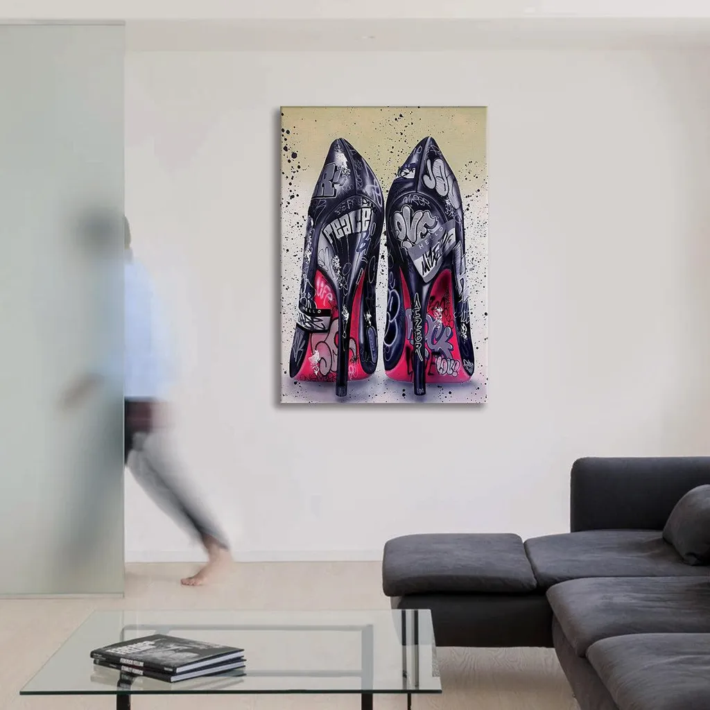 Quadro Decorativo Tacchi a Spillo 70x100 cm Canvas Legno Contemporaneo