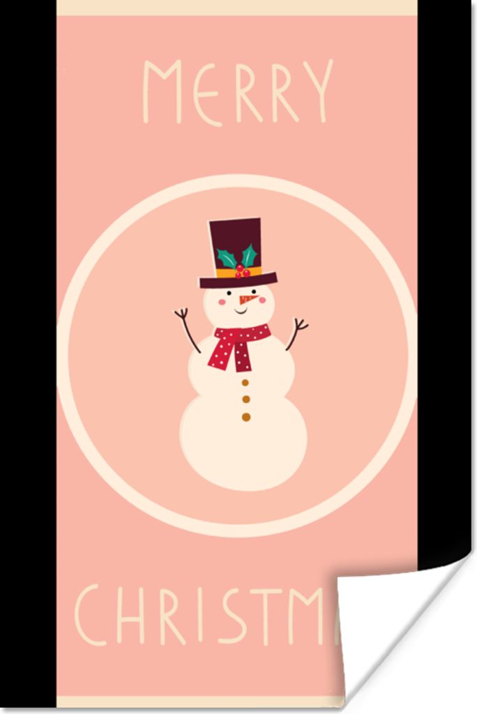 MuchoWow Poster Schneemann - Zitate - Weihnachten - Frohe Weihnachten - Rosa - Winter 120x180 cm - Kunstposter