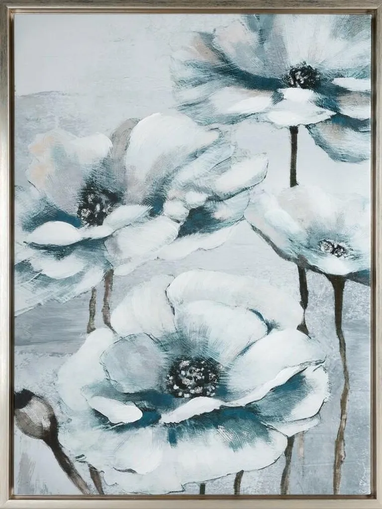 Tableau Déco Fleurs Bleues 45x60 cm pour Chambre et Bureau Moderne