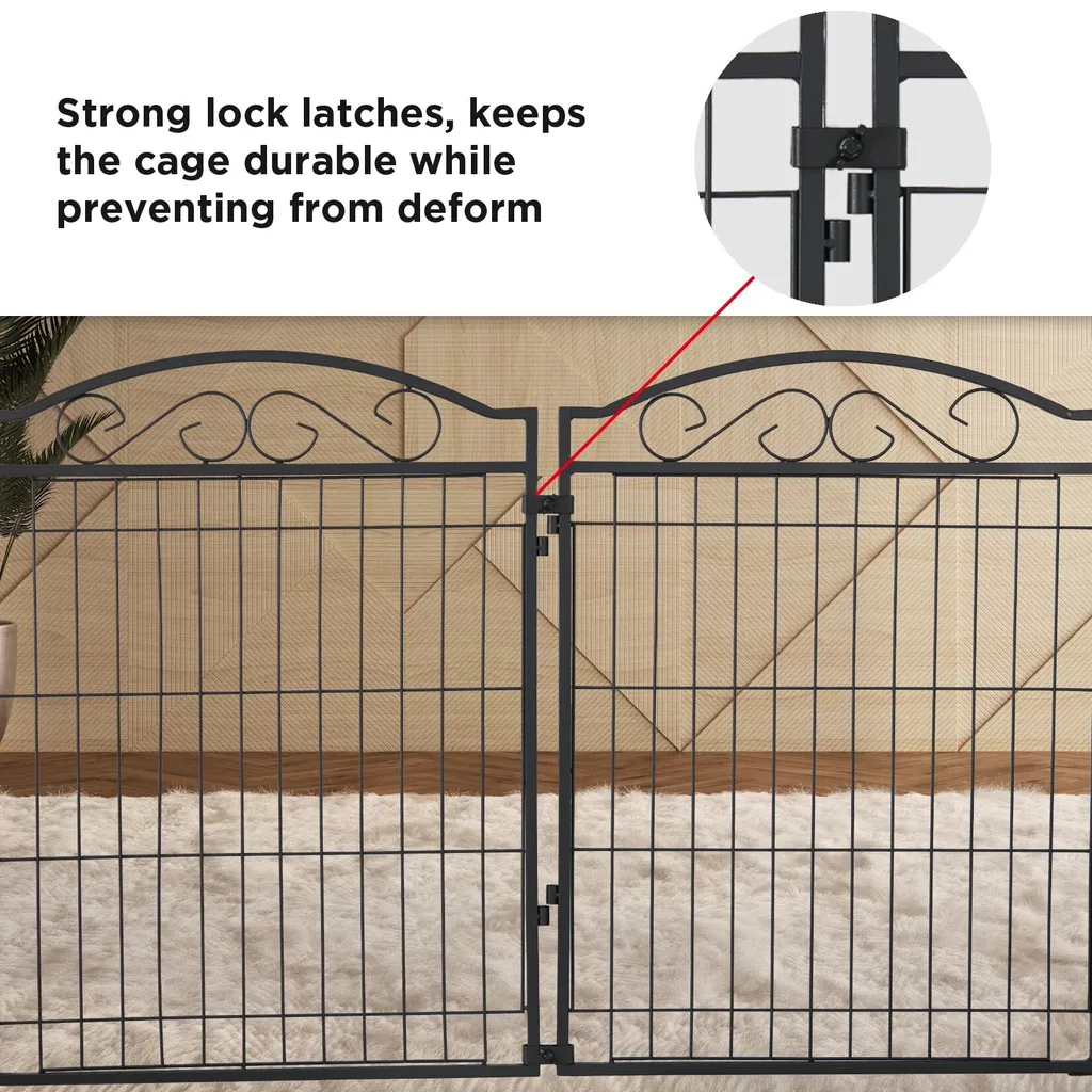 Parc pour chiens portable de conception robuste avec porte, noir