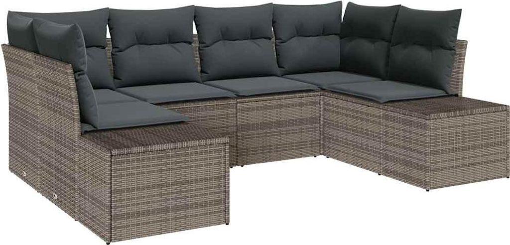 vidaXL Gartensofa-set mit Kissen 6 pcs Grau Poly-Rattan