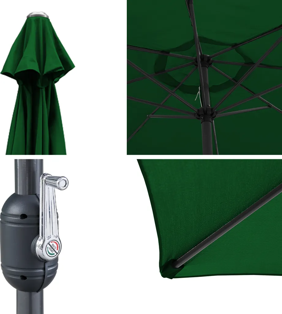 Offerta Ombrellone Clanmacy 3,5m LED Solare Verde UV40+ - 5