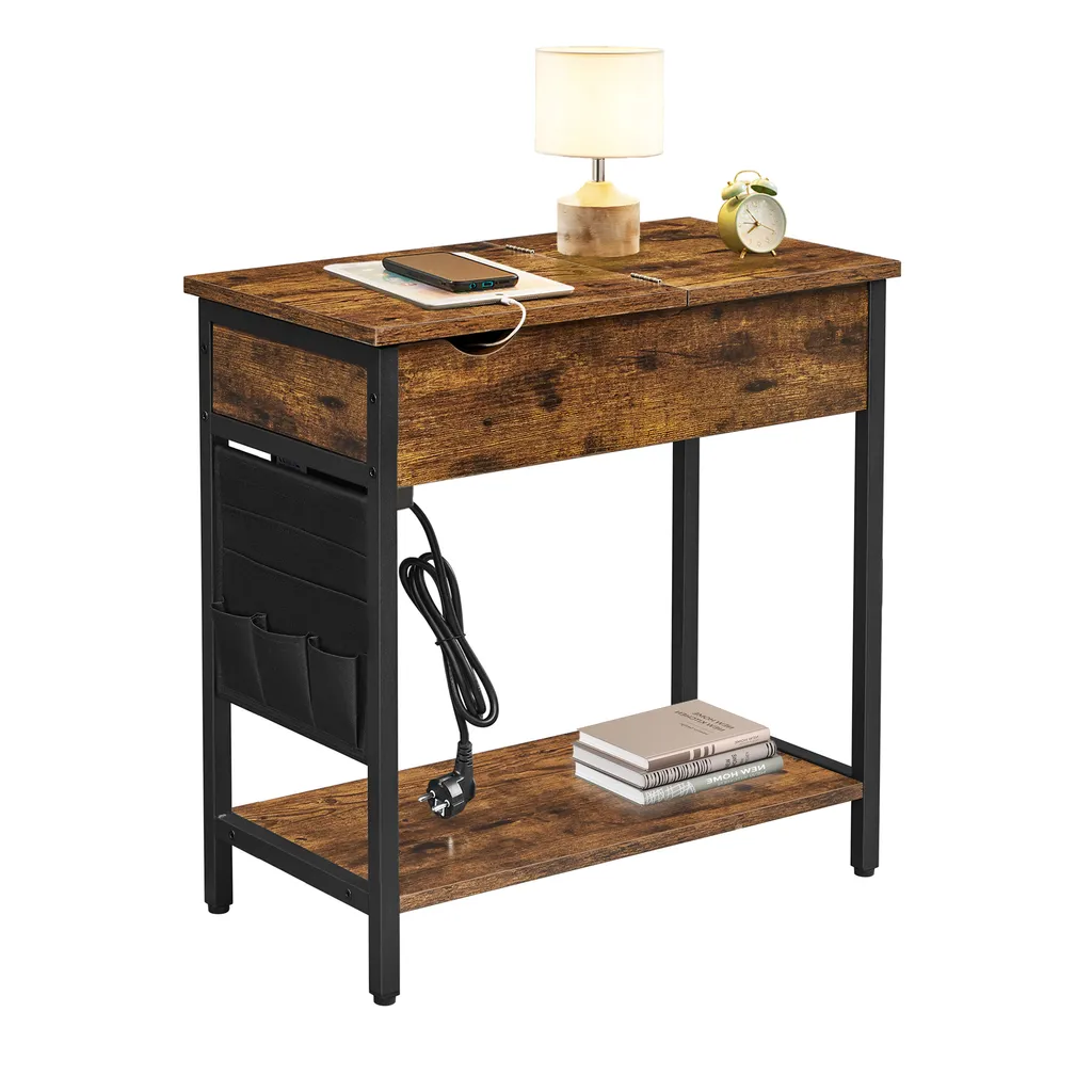 Petite table pliante industrielle avec station de charge USB intégrée - 9