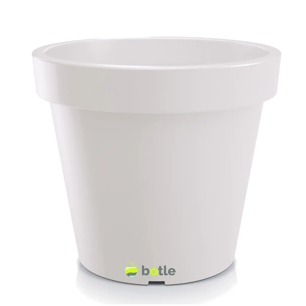 Grand Pot de Fleurs Blanc 58 x 52,2 cm avec Base à Roulettes Intégrées