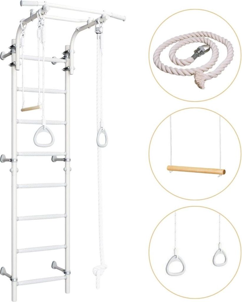 Sprossenwand für Kinder Indoor Klettergerüst aus Metall – Comet Next 1, weiß