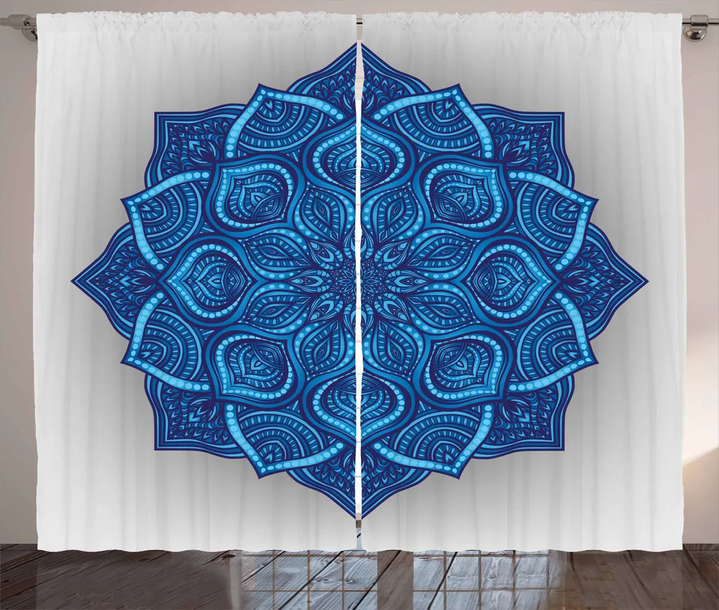 ABAKUHAUS Tenda Mandala Blu Rustica 280x175 cm per Camera da Letto