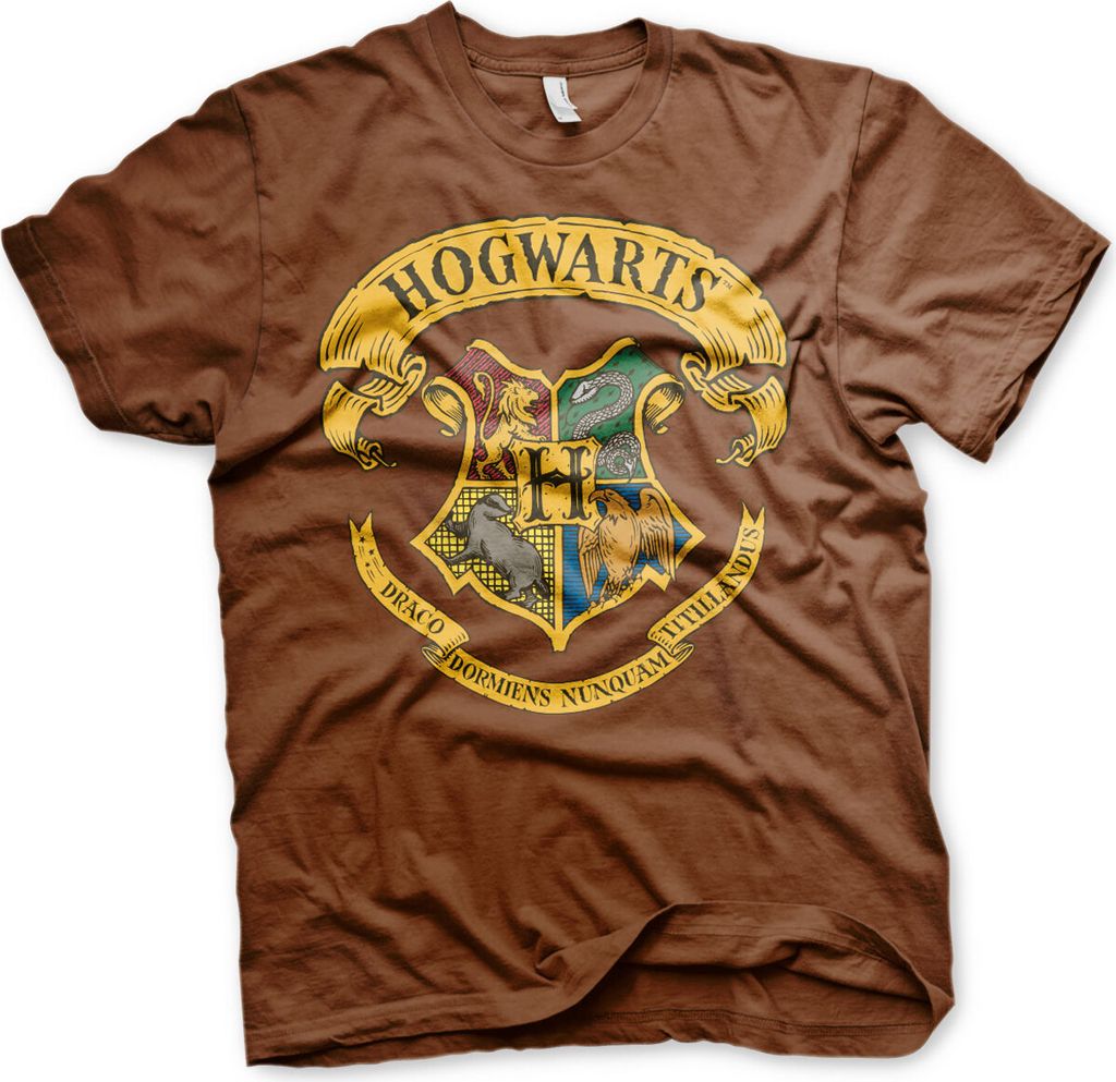 Harry Potter - Hogwarts Crest T-Shirt - Medium - Brown