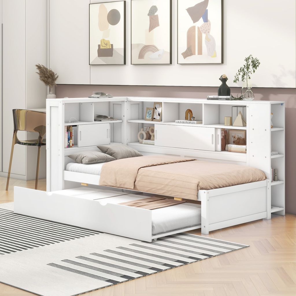 Flieks Schlafsofa mit Ausziehbett, Einzelbett mit USB und Produktbild 4