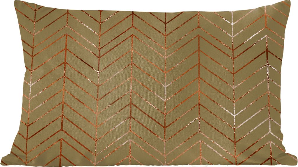 MuchoWow Zierkissen Sofakissen Wohnzimmer Dekokissen 50x30 cm Muster - Linie - Bronze - Luxus - Wohnzimmerdekoration - Polster mit Photo