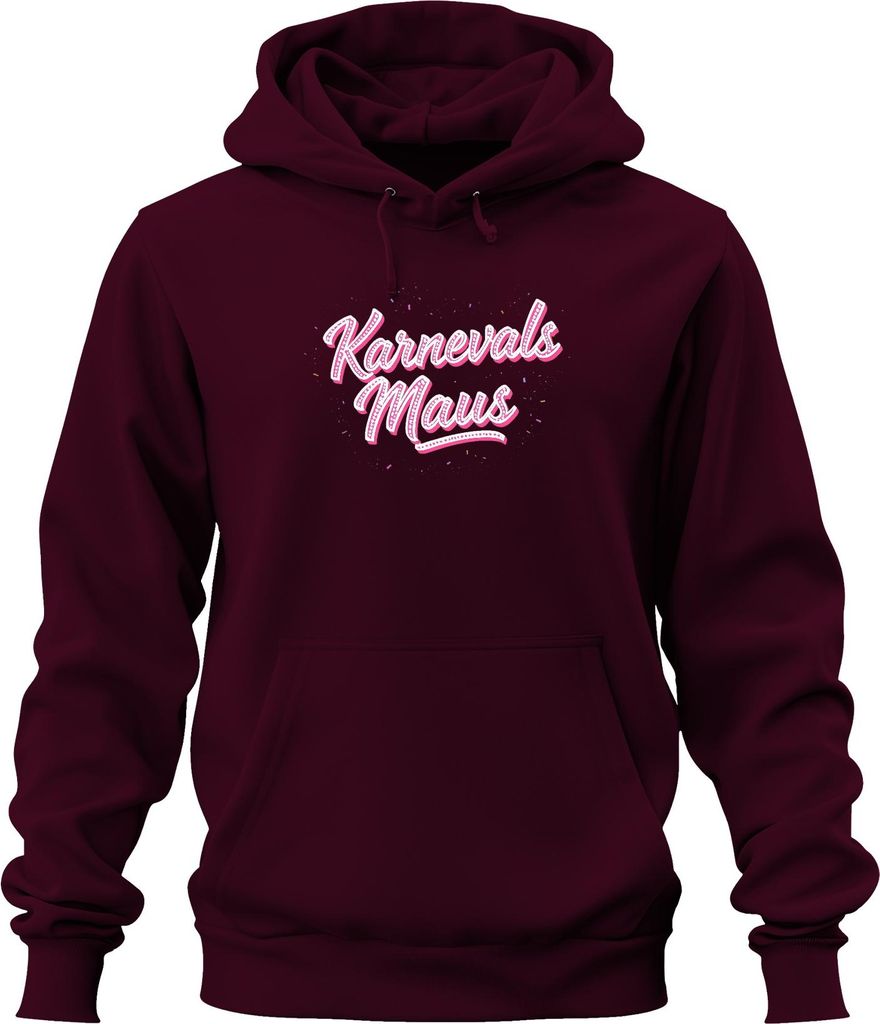 Karnevals Maus Karneval Fasching Konfetti Rosa Niedlich Kostüm Uni Hoodie Kapuzenpullover, Burgundy, 3XL