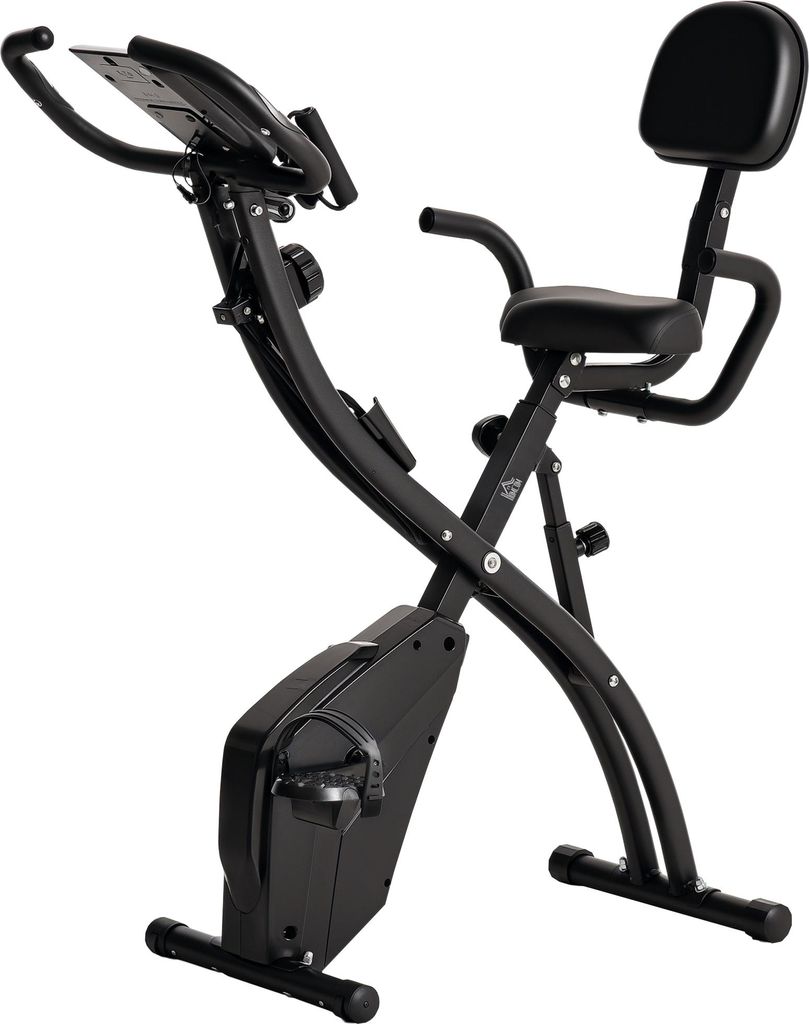 Heimtrainer X-Bike 2-in-1 Fahrradtrainer mit LCD-Display,Pulsmesser, klappbarer Hometrainer Trimmrad mit 8 stufig Magnetwiderstand, 1 Paar Spannsei...