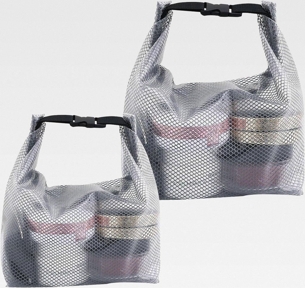 Grau Mesh Dusche Aufnahmebeutel,2 Stück Mesh-Duschtasche Women Waterproof Toiletry Bag für Damen & Herren,Leicht,Ideal für Reisen,Fitnessstudio,...
