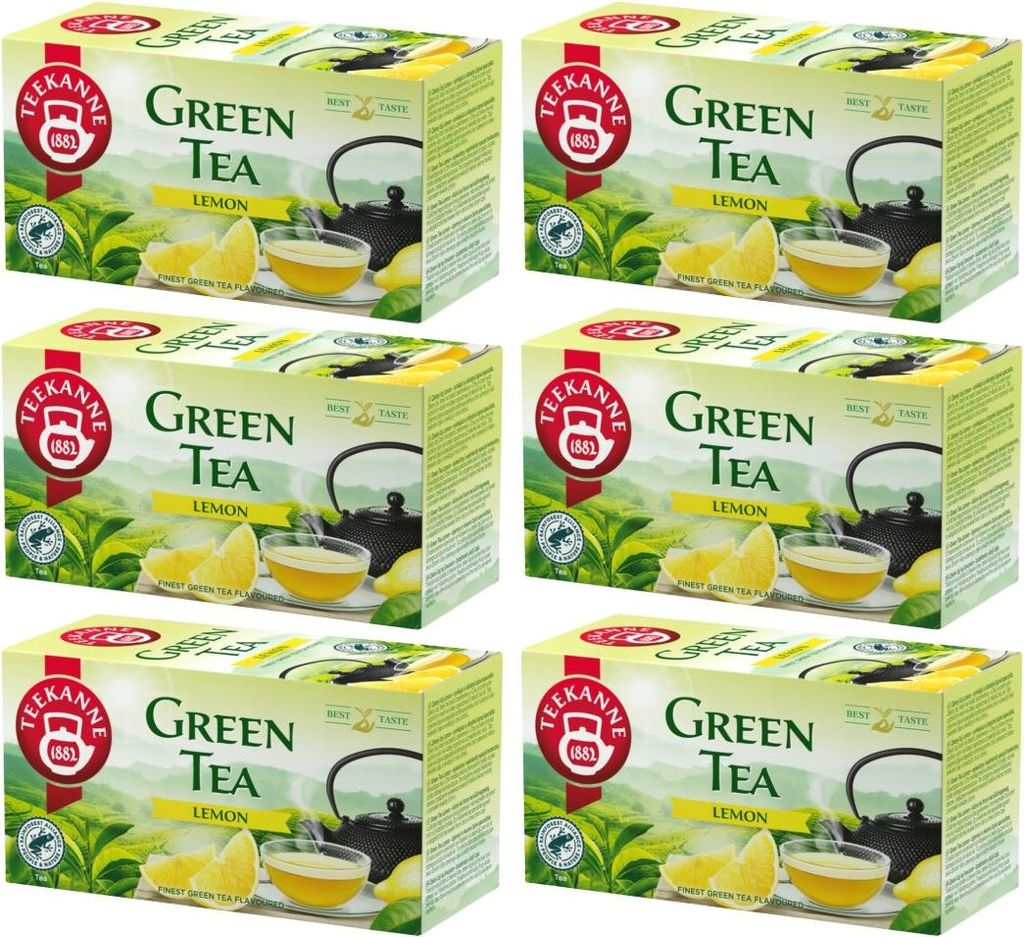 Teekanne Grüner Tee Zitrone 6x 20 Teebeutel - Grüntee im Beutel Green Tea