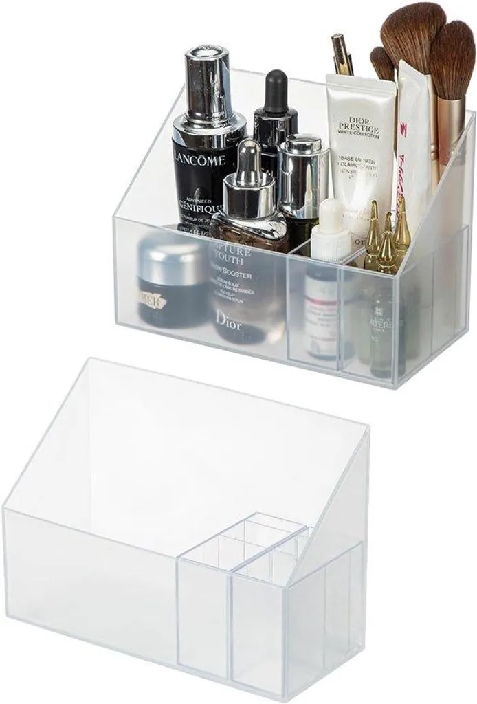 Organiseur maquillage lot de 2 en plastique blanc - Rangement robuste