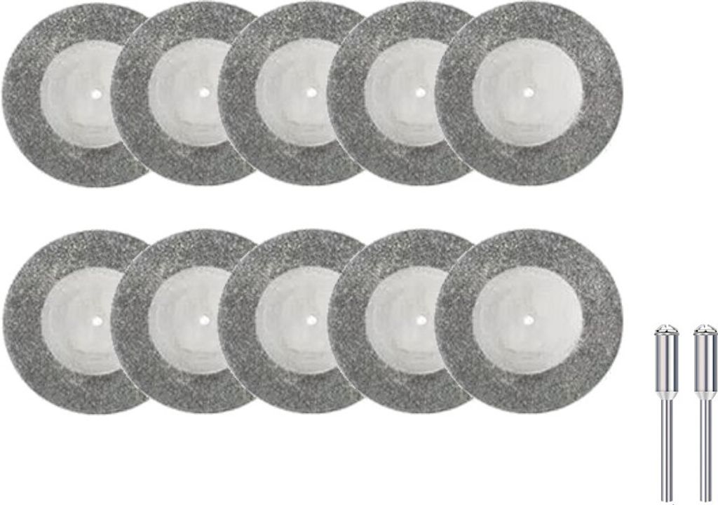 Trade-Shop 10x Mini Diamant Trennscheiben Ø 50mm + 2x Dorn für Dremel Proxxon D29 / zum Schneiden von Stein Glas Keramik Fliesen Edelstein Metall