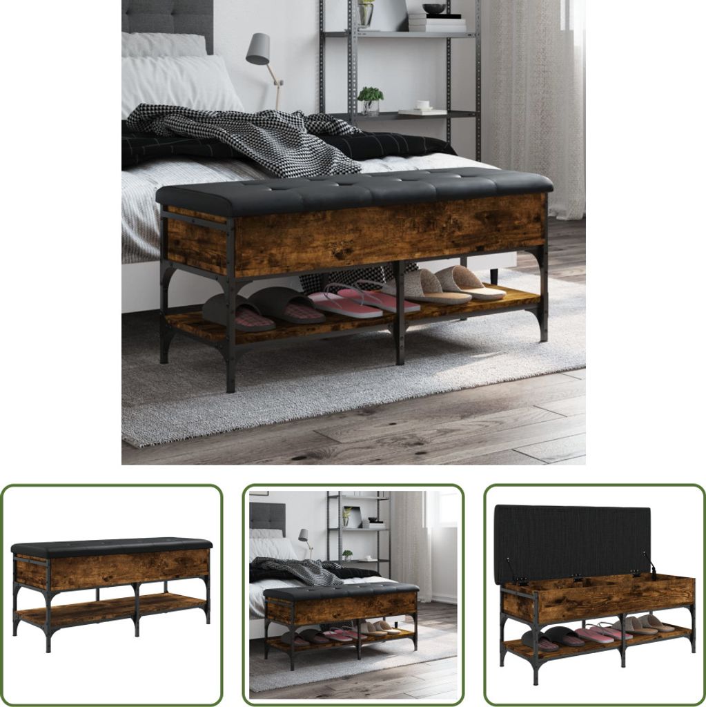 The Living Store Schuhbank Räuchereiche 102x42x45 cm Holzwerkstoff