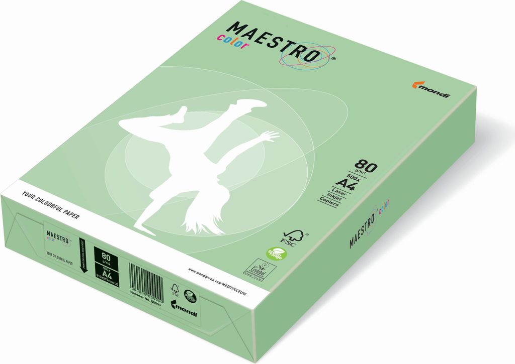 MAESTRO COLOR 9417-MG28A16S Kopierpapier MAESTRO Color Pastell, A4, 160g/m², 250 Blatt, mittelgrün