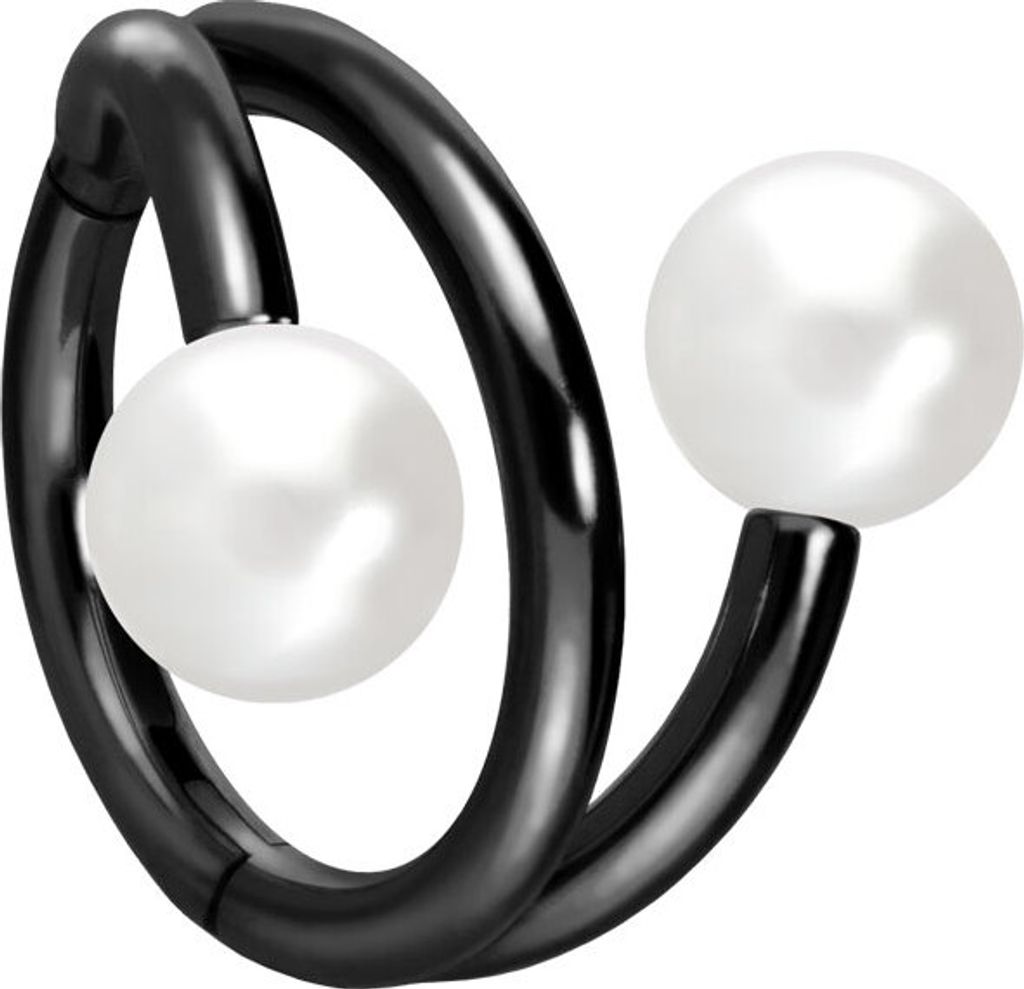 Ohrpiercing, Nasenpiercing, Septum Piercing Titan Segmentring Clicker mit Innengewinde 3 RINGE + 2 SYNTHETISCHE PERLEN Schwarz Innendurchmesser: 10...