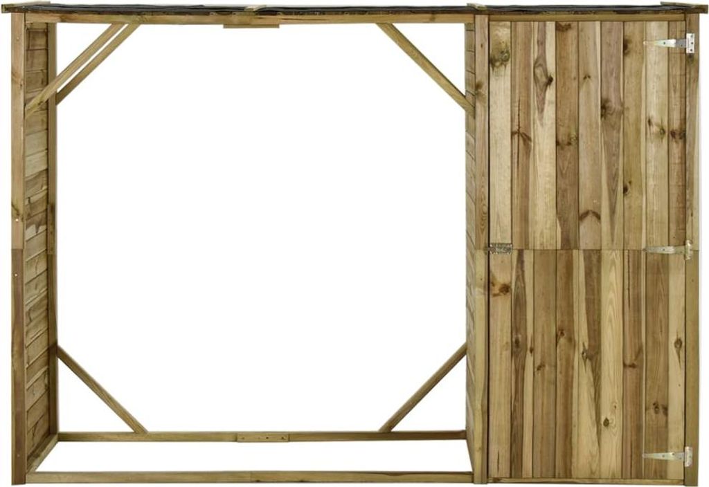 vidaXL Kůlna na nářadí s přístřeškem Borovice 253×80×170 cm Obrázek produktu 