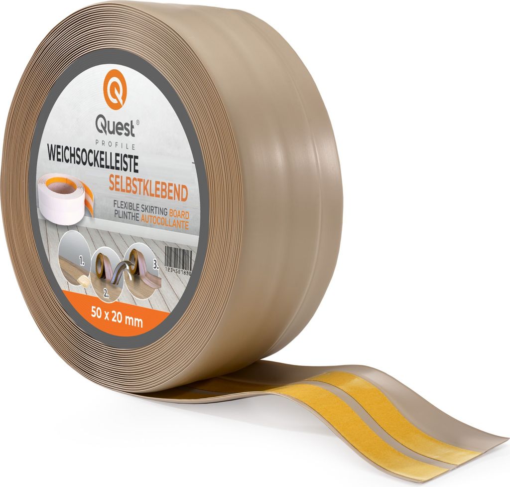 Sockelleiste Selbstklebend 50x20 mm Kunststoff, Knickleiste Produktbild 