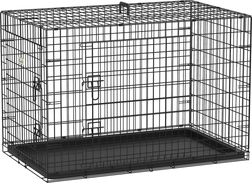 Cage chien robuste avec double porte verrouillable en acier noir