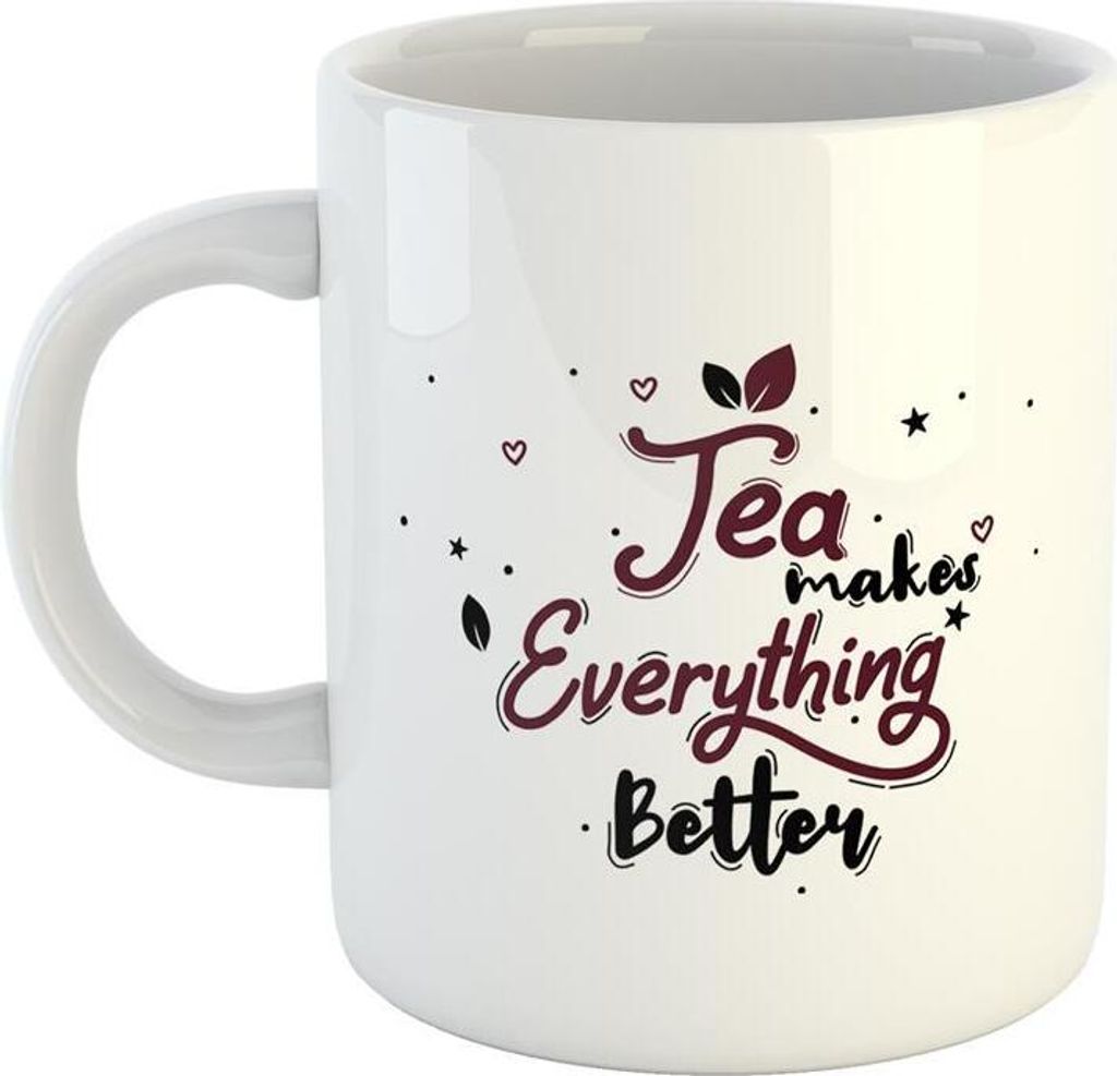 Huuraa Kaffeetasse Tea makes everything better Herz Geschenk Tasse Weiß 330ml Tea makes everything better Herz Präsent