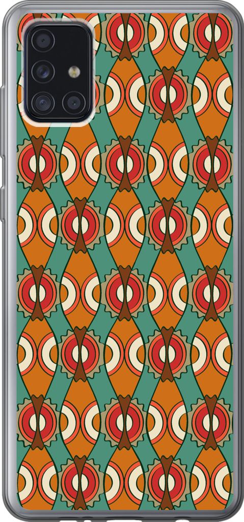 MuchoWow Handyhülle Schutzhülle Hülle für Telefoonhoesje Samsung Galaxy A52 5G Design - Retro - Orange - Abstrakt Silikon Softcase Handy Hül...