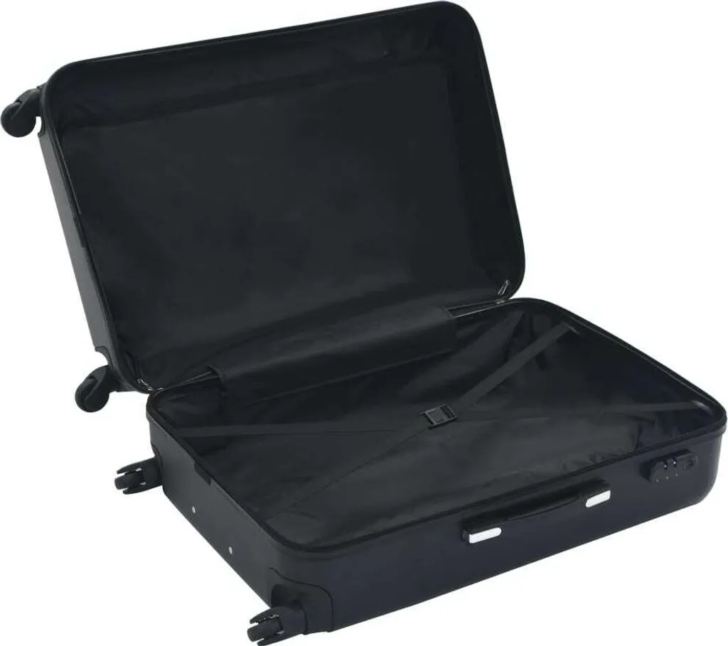 Set de valises rigides 3 pièces noir avec roulettes multidirectionnelles - 5
