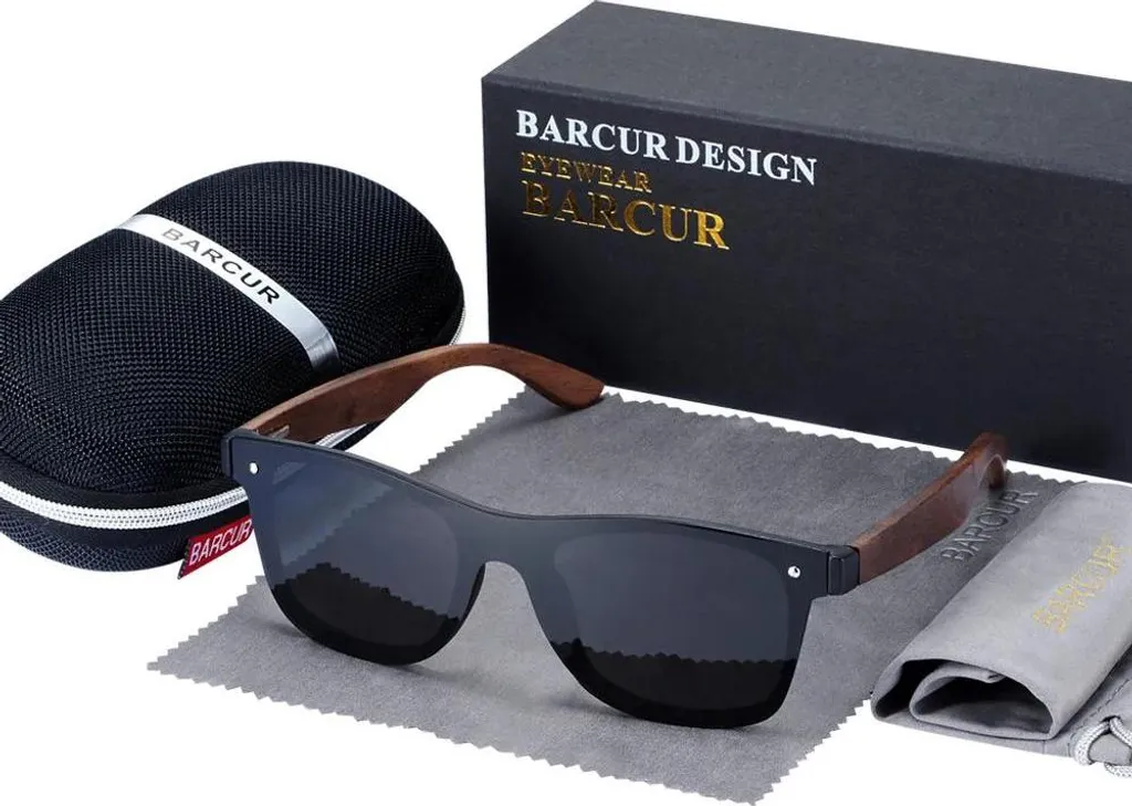 Lunettes de soleil anti-éblouissement en noyer BARCUR protection UV400