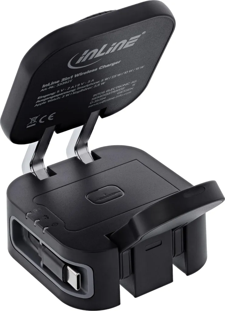 Station de charge induction 3-en-1 InLine 15W Qi compatible MagSafe