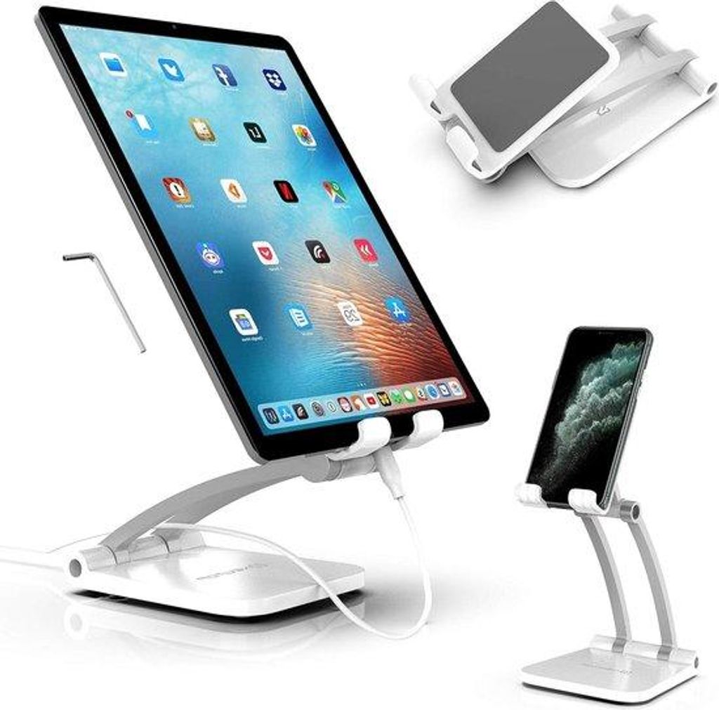 Universal für Tisch - stabile Verankerung - Tablet/Smartphone - weiß