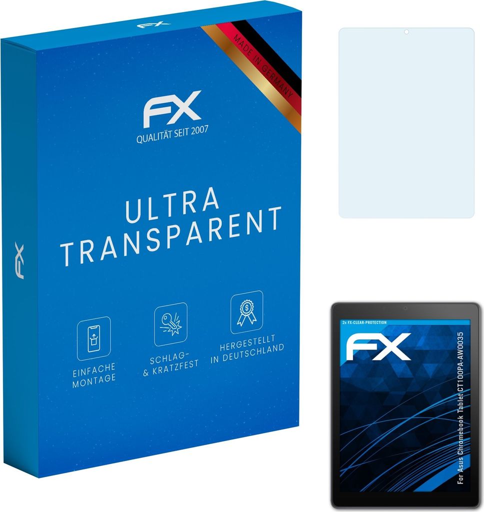 atFoliX FX-Clear 2x Schutzfolie kompatibel mit Asus Chromebook Tablet (CT100PA-AW0035) Displayschutzfolie