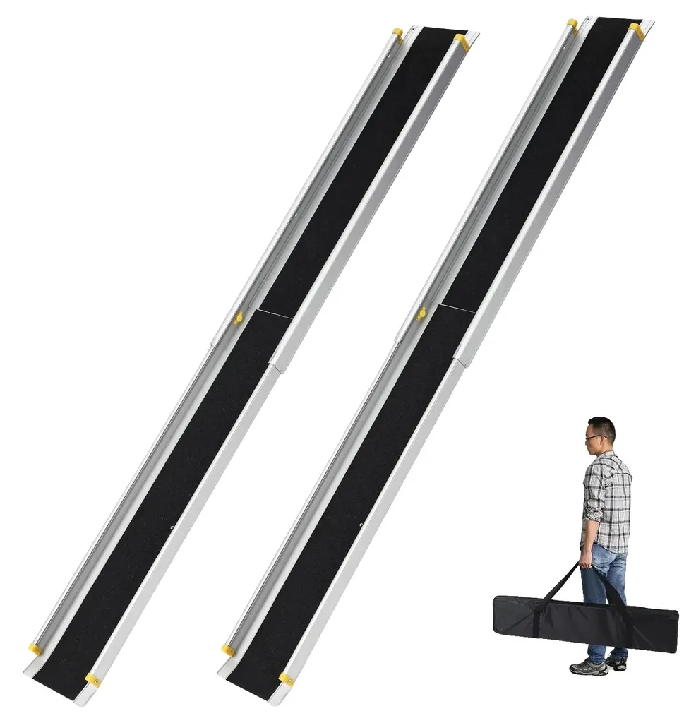 Rampe moto 1,8 m en aluminium léger et robuste avec longueur ajustable