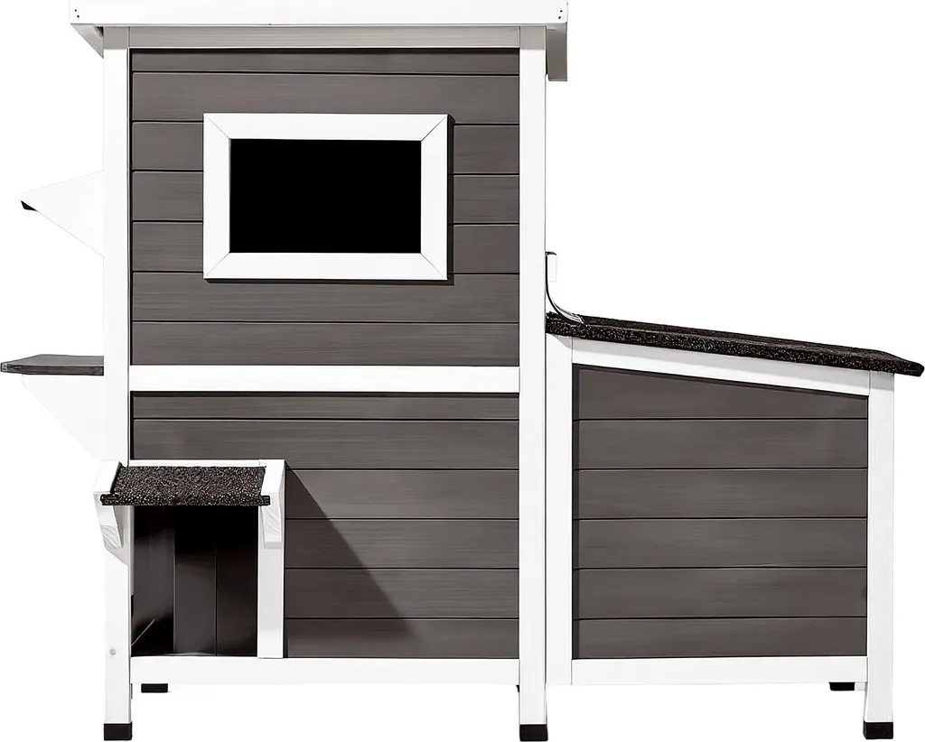 Abri pour chats de jardin - Maison bois 2 niveaux pour chats d'extérieur - 10
