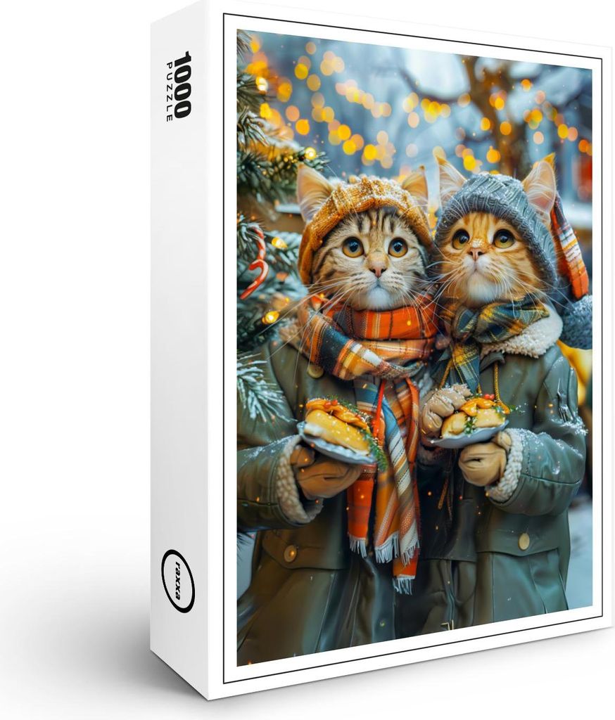 raxxa Premium-Puzzle "Cats at a German Christmas Market", 1000 Teile