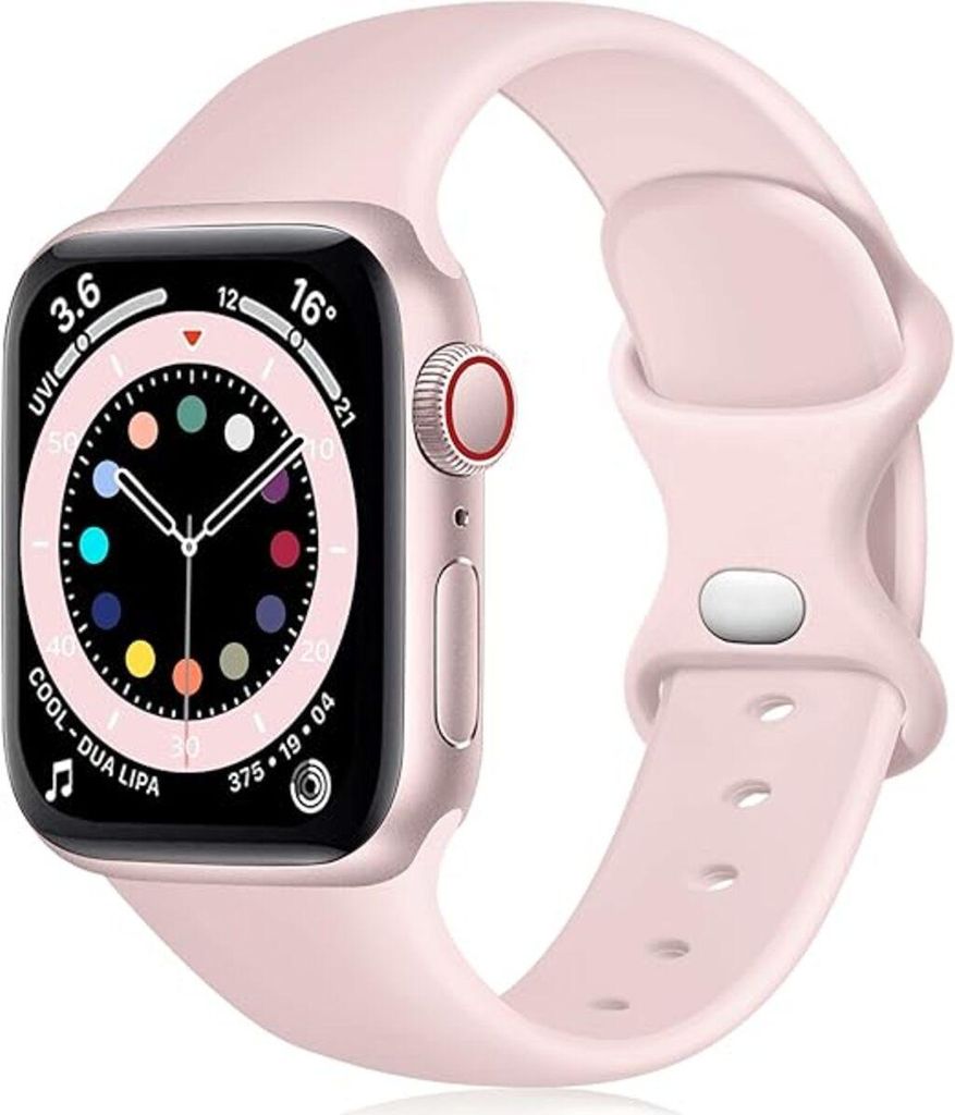 Apple Watch Armband 42mm 44mm 45mm 46mm 49mm Weiches Silikon Band für iWatch 1 2 3 4 5 6 7 8 9 10 SE Ultra Ultra2, Hellpink