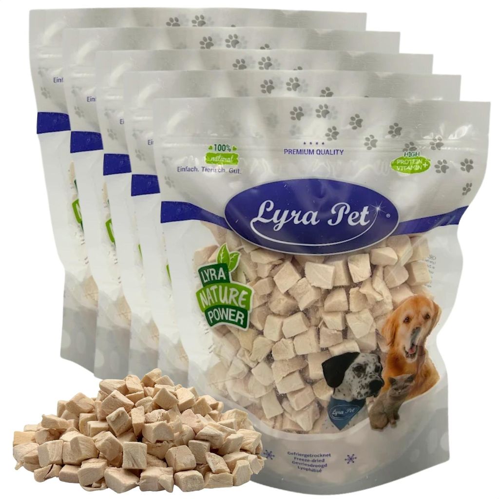 1 kg (5 x 200 g) Lyra Pet Hühnerbrustwürfel gefriergetrocknet